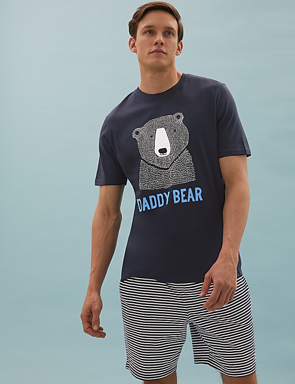 Pure Cotton Daddy Bear Print Pyjama Set