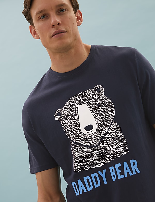 Pure Cotton Daddy Bear Print Pyjama Set