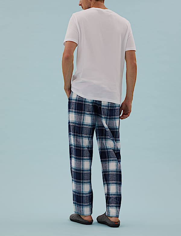 Brushed Cotton Checked Loungewear Bottoms