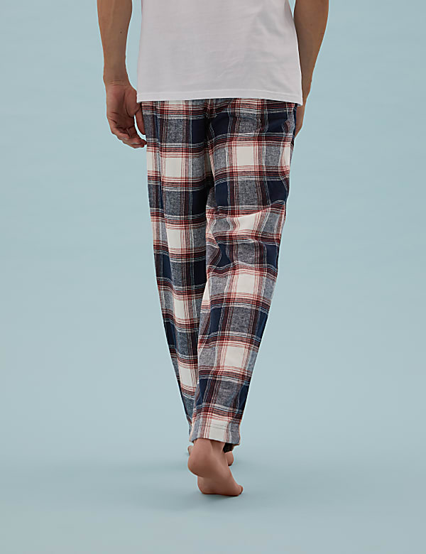 Brushed Cotton Checked Loungewear Bottoms