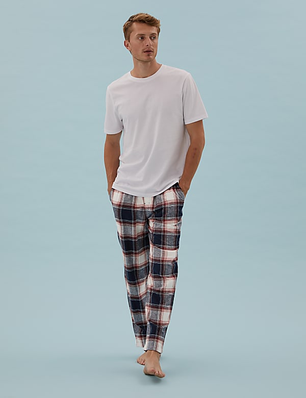 Brushed Cotton Checked Loungewear Bottoms