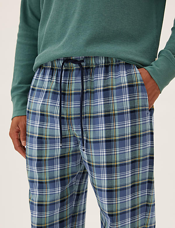 Pure Cotton Checked Loungewear Bottoms