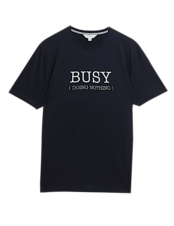 Pure Cotton Busy Slogan Loungewear Top
