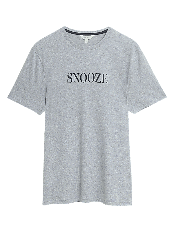 Pure Cotton Snooze Slogan Loungewear Top