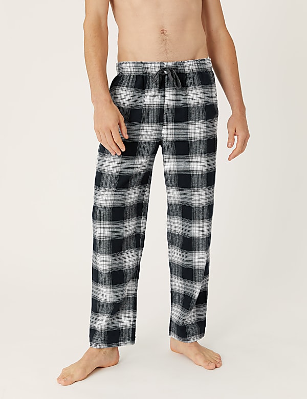 Brushed Cotton Checked Loungewear Bottoms