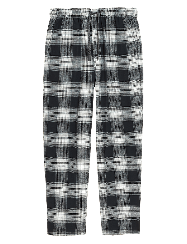 Brushed Cotton Checked Loungewear Bottoms