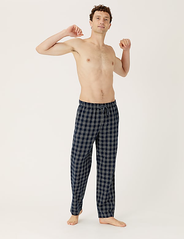 Pure Cotton Checked Loungewear Bottoms