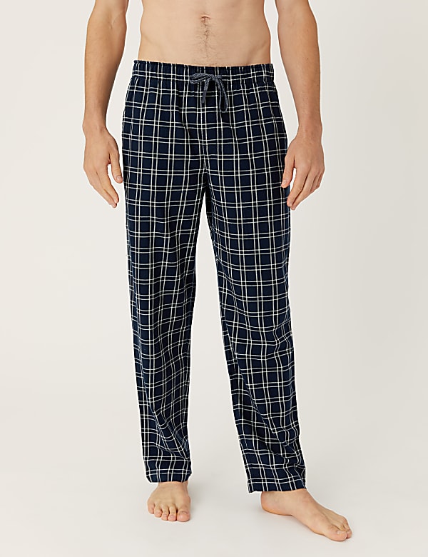 Pure Cotton Checked Loungewear Bottoms