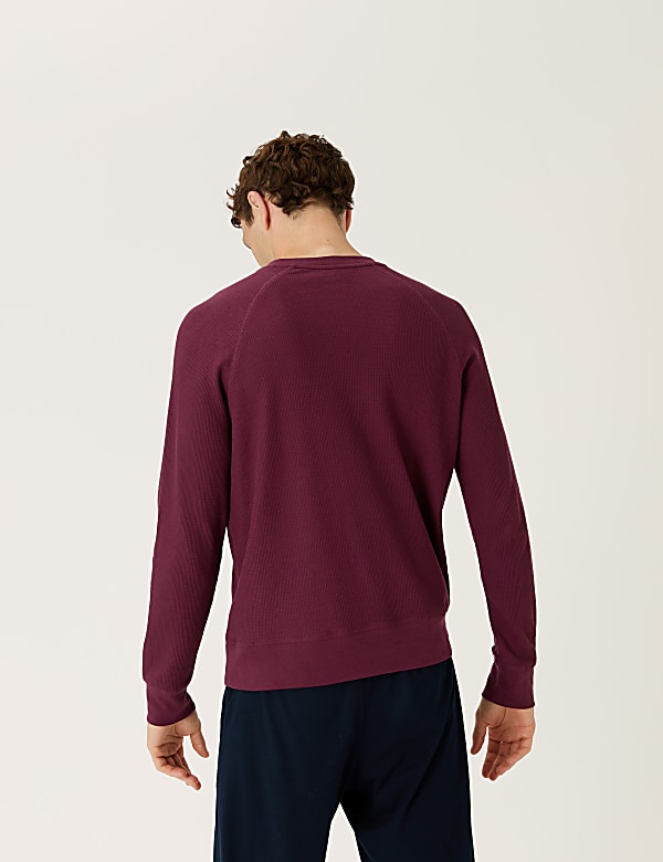 Cotton Blend Waffle Loungewear Top