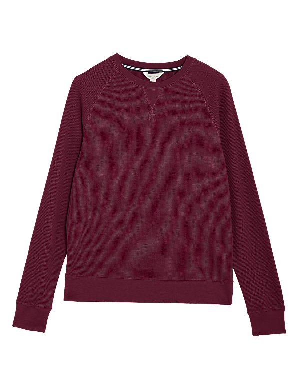 Cotton Blend Waffle Loungewear Top