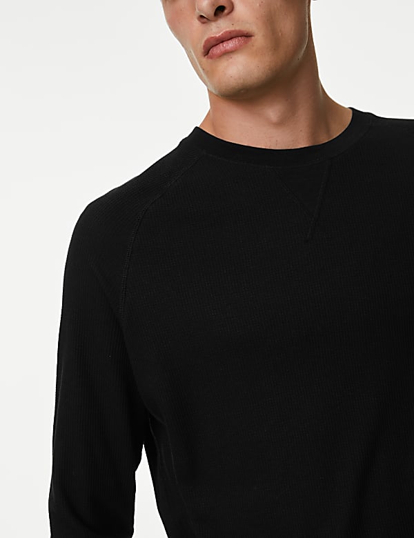 Cotton Blend Waffle Loungewear Top
