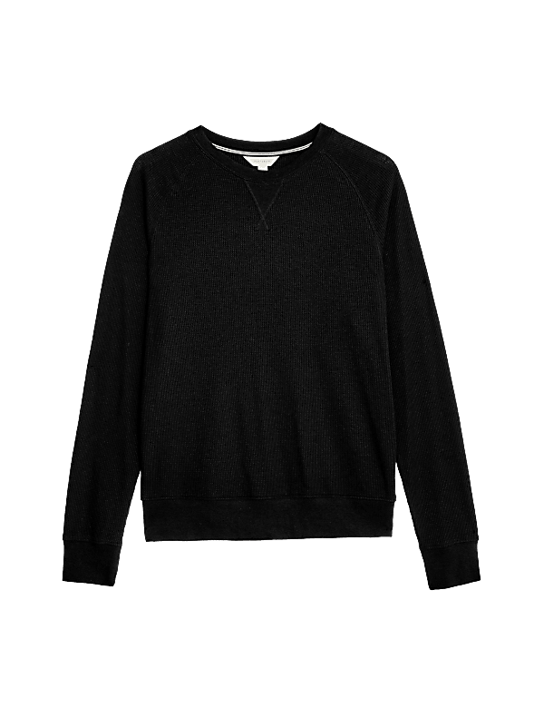 Cotton Blend Waffle Loungewear Top