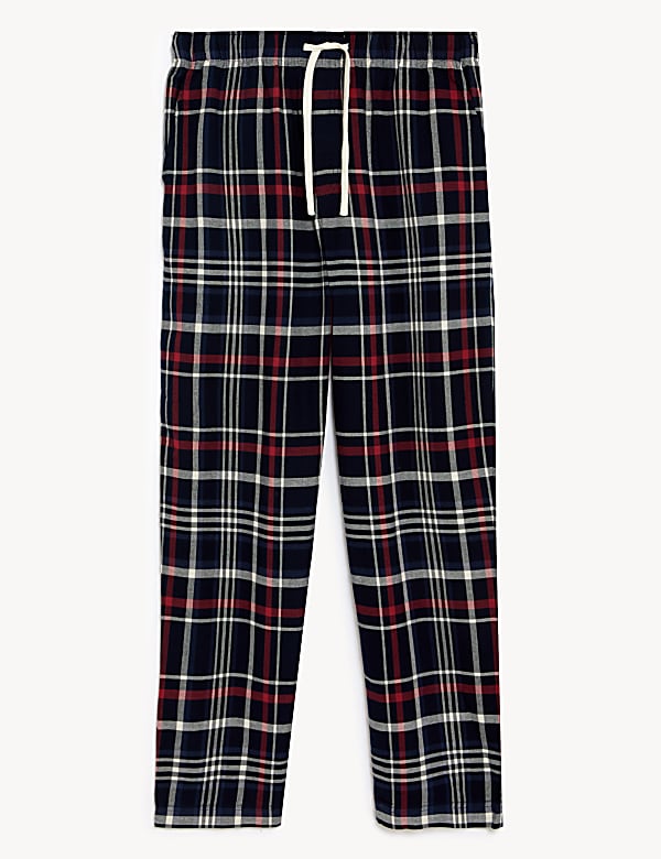 Pure Cotton Checked Loungewear Bottoms NAVY MIX Pyjamas M S NL