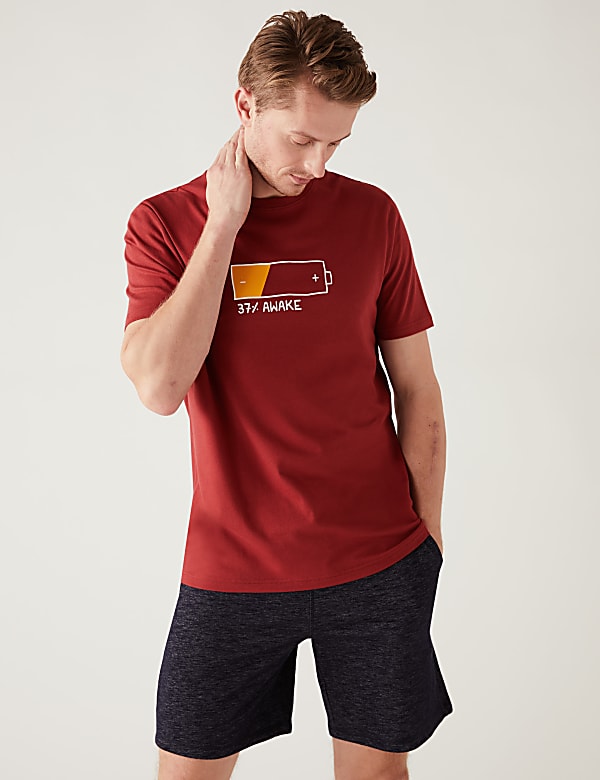 Pure Cotton Battery Graphic Loungewear Top