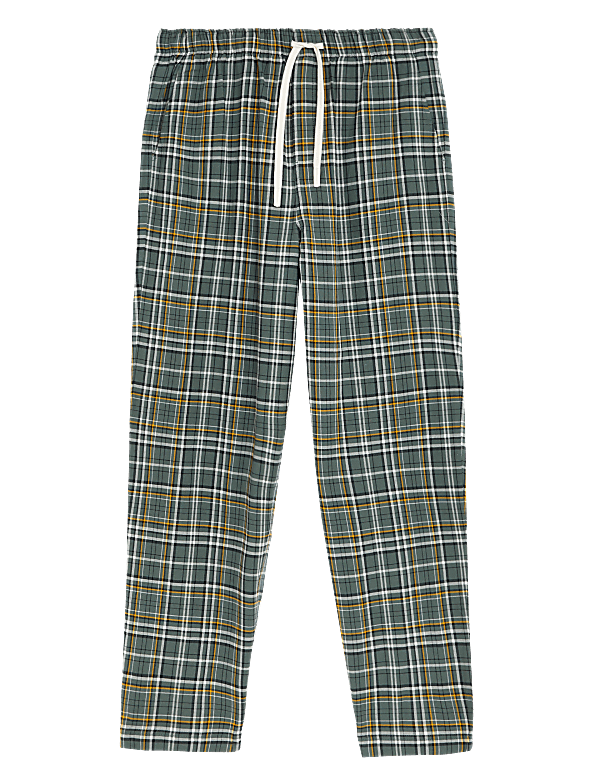 Pure Cotton Checked Loungewear Bottoms
