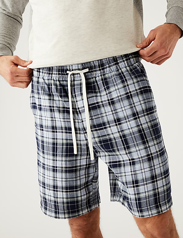 Pure Cotton Checked Loungewear Shorts