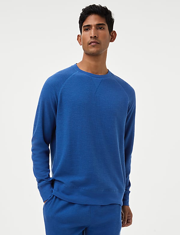 Pure Cotton Waffle Loungewear Sweatshirt