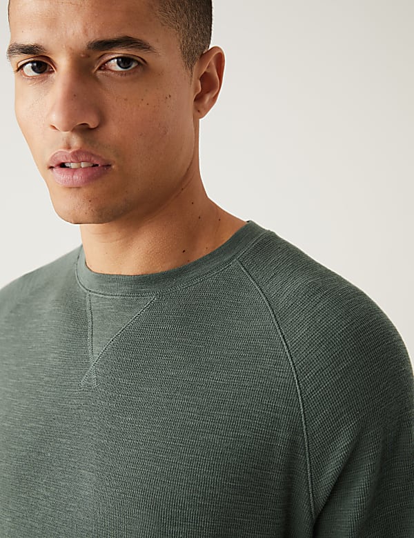 Pure Cotton Waffle Loungewear Sweatshirt