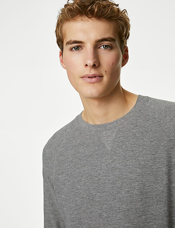 Pure Cotton Waffle Loungewear Sweatshirt