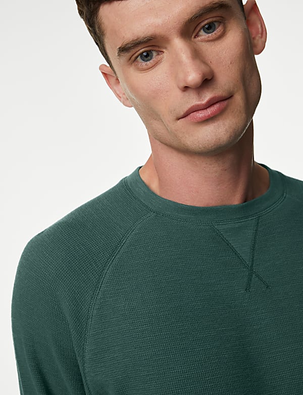 Pure Cotton Waffle Loungewear Sweatshirt