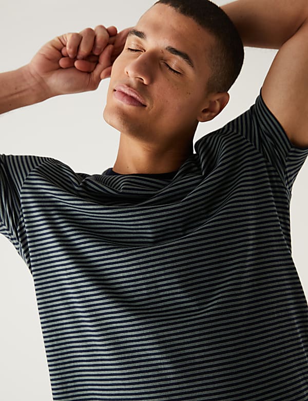 Pure Cotton Striped Loungewear Top