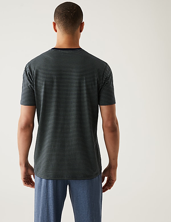 Pure Cotton Striped Loungewear Top