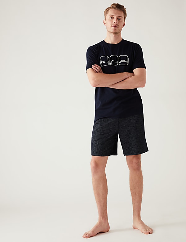Cotton Blend Space Dye Loungewear Shorts