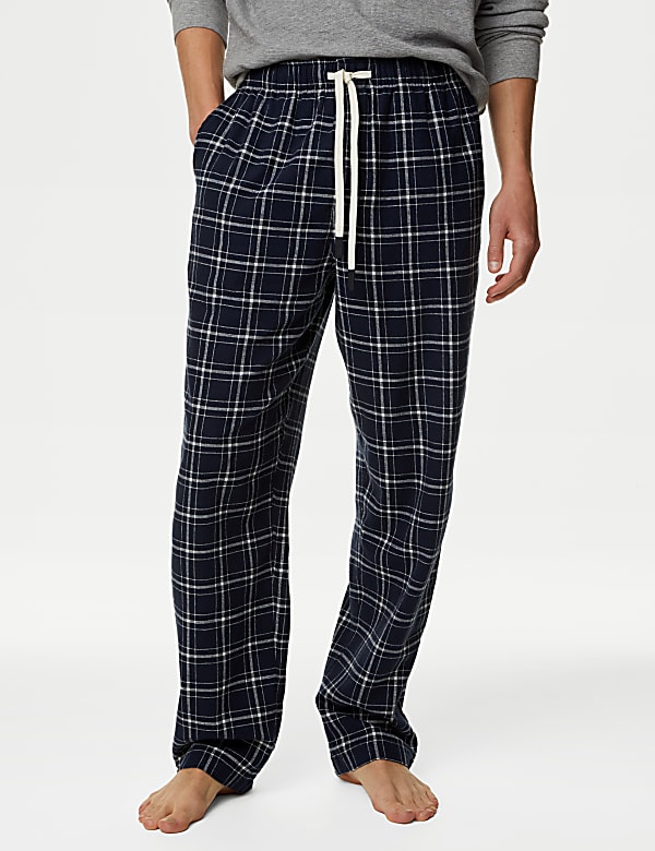 Brushed Cotton Checked Loungewear Bottoms