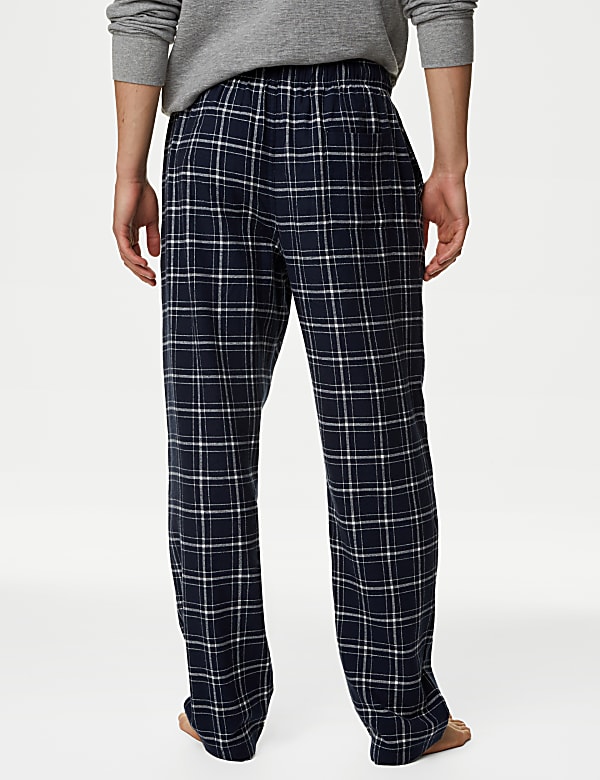 Brushed Cotton Checked Loungewear Bottoms