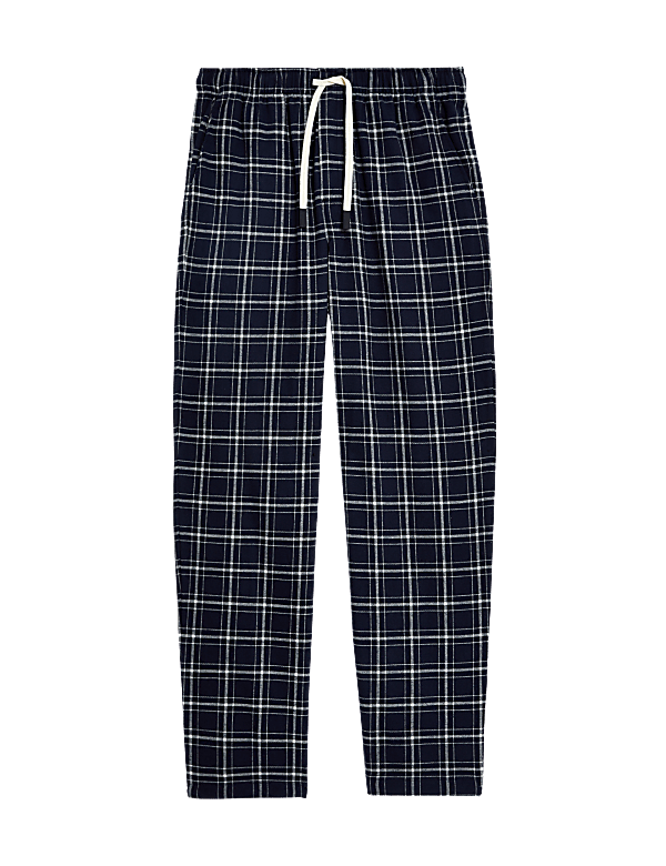 Brushed Cotton Checked Loungewear Bottoms