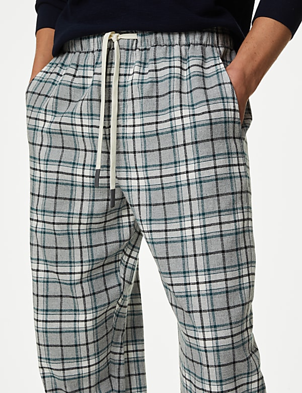 Brushed Cotton Checked Loungewear Bottoms