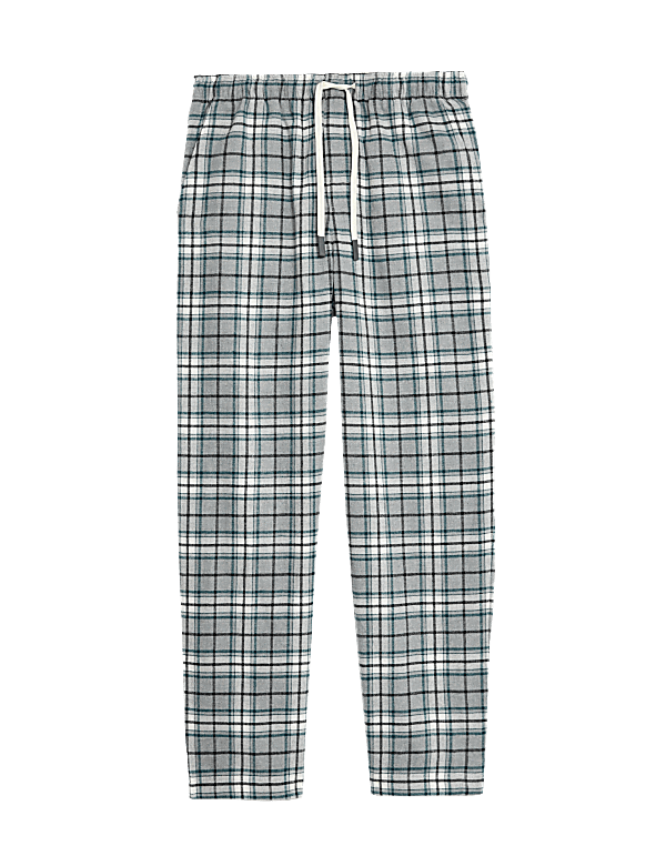 Brushed Cotton Checked Loungewear Bottoms