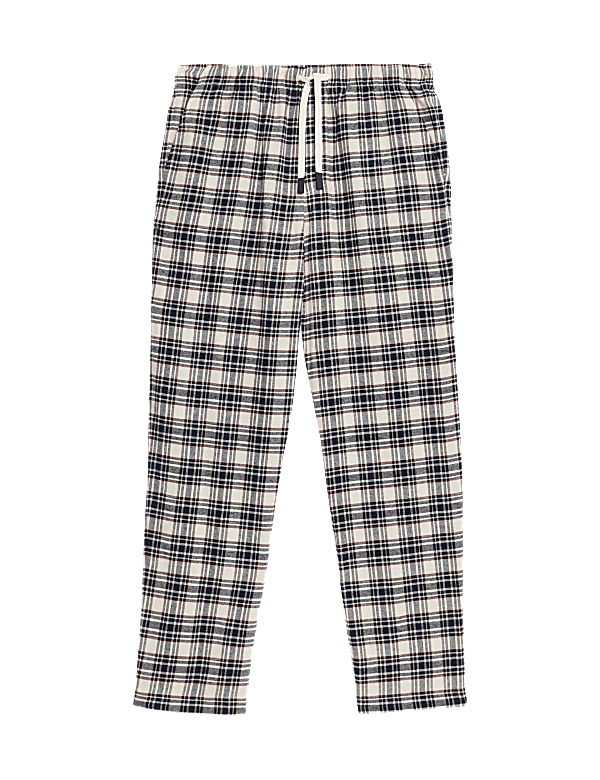 Brushed Cotton Checked Loungewear Bottoms