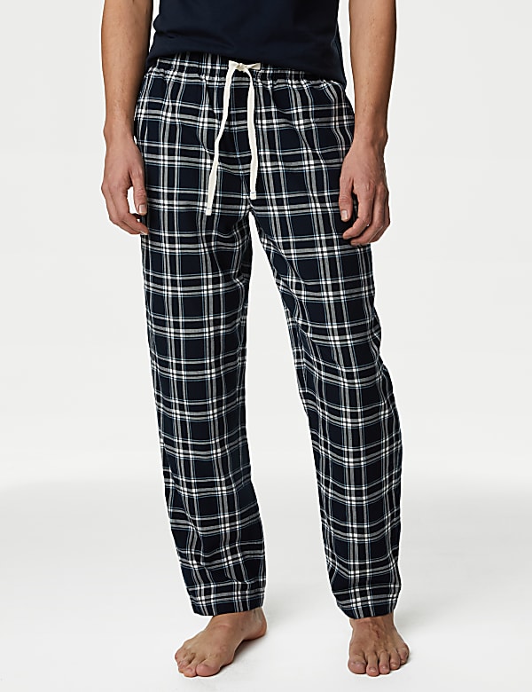 Pure Cotton Checked Pyjama Bottoms - NO