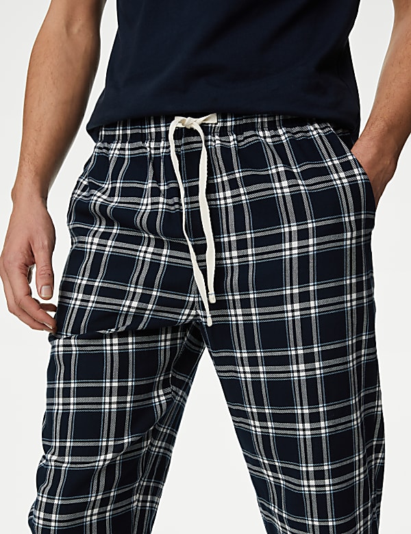 Pure Cotton Checked Pyjama Bottoms