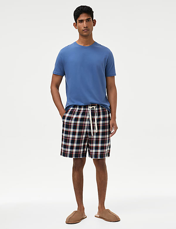Pure Cotton Checked Loungewear Shorts