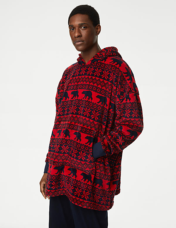 Fleece Supersoft Printed Oversized Hoodie RED MIX Pyjamas M S FR