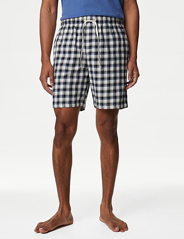 Pure Cotton Checked Loungewear Shorts - ID