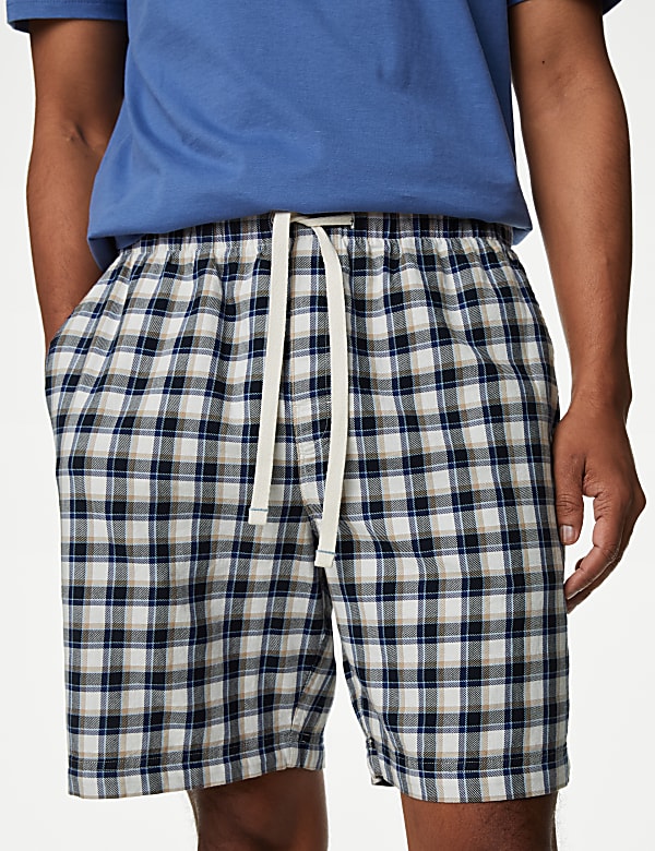 Pure Cotton Checked Loungewear Shorts