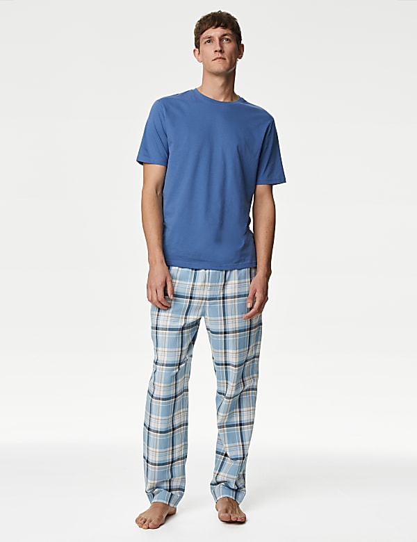 Pure Cotton Checked Loungewear Bottoms