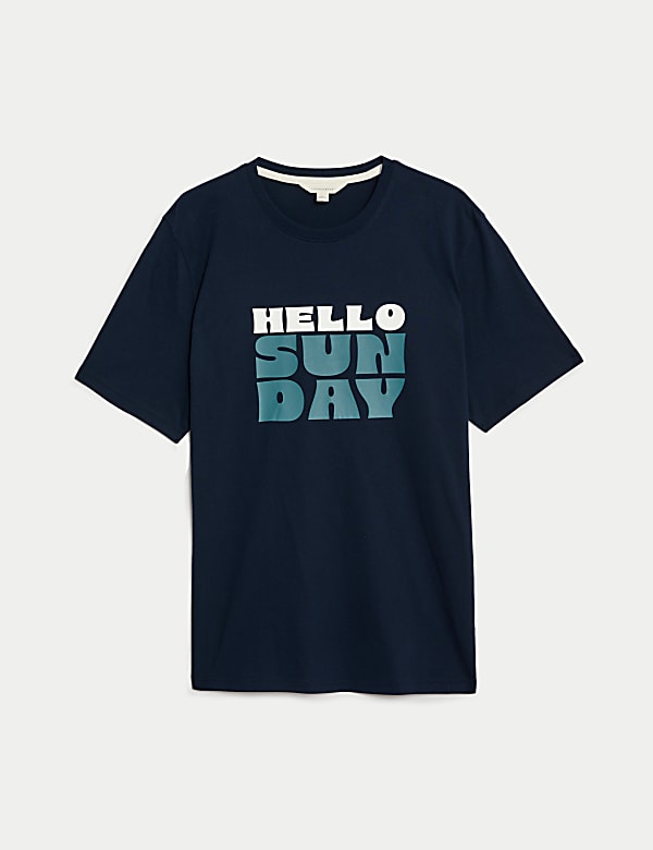 Top confortable 100&nbsp;% coton avec texte &laquo;&nbsp;Hello Sunday&nbsp;&raquo; - CH