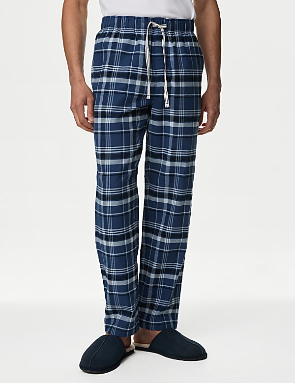 Pure Cotton Checked Loungewear Bottoms - NO