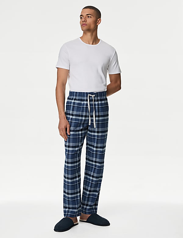 Pure Cotton Checked Loungewear Bottoms