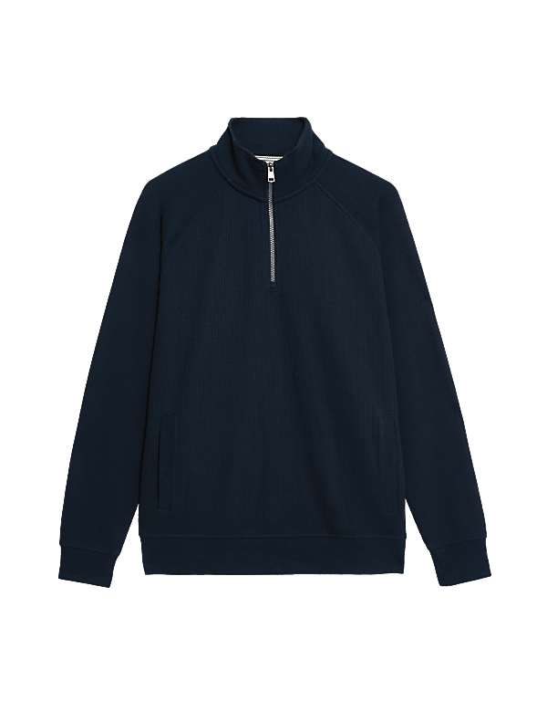 Cotton Blend Half Zip Loungewear Top