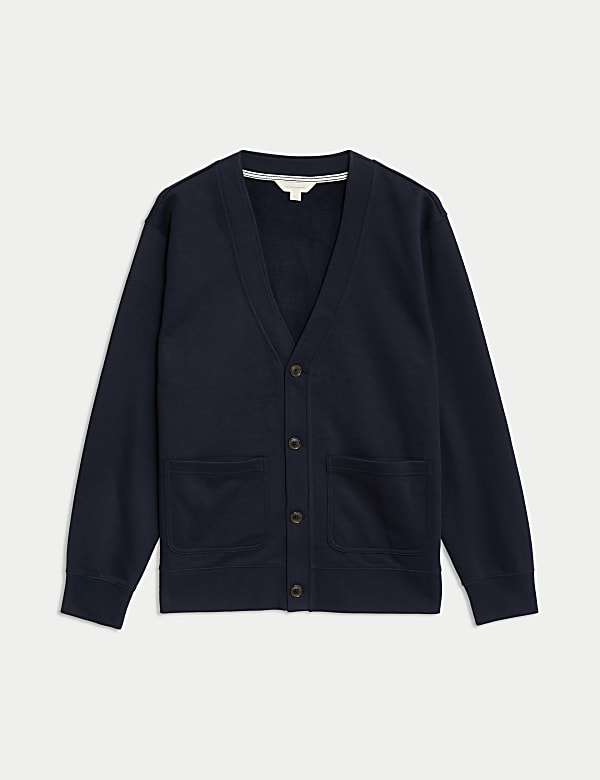 Cardigan en jersey bross&eacute; en coton - CH