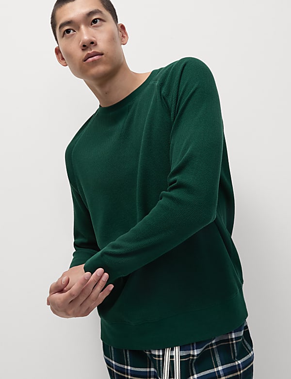 Pure Cotton Waffle Loungewear Sweatshirt