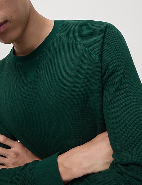 Pure Cotton Waffle Loungewear Sweatshirt