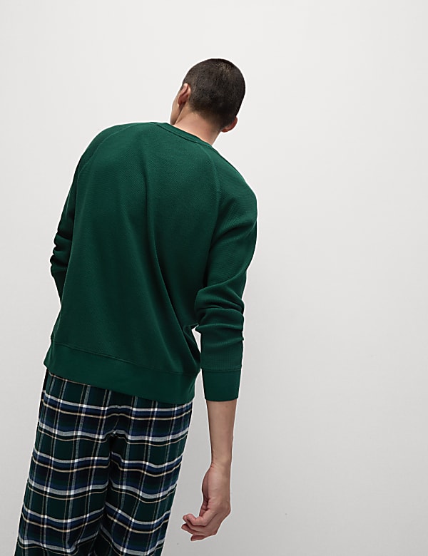 Pure Cotton Waffle Loungewear Sweatshirt