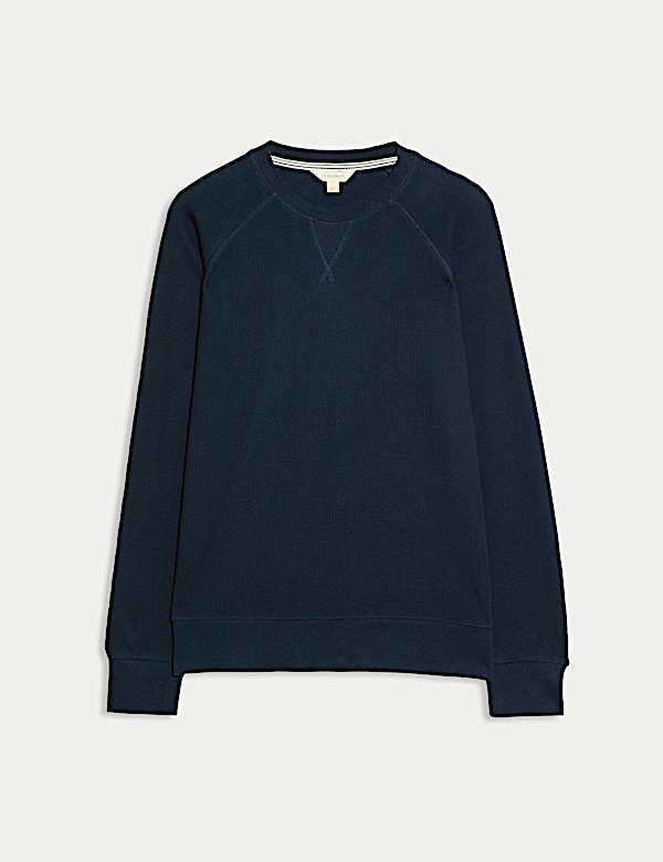 Pure Cotton Waffle Loungewear Sweatshirt - GR