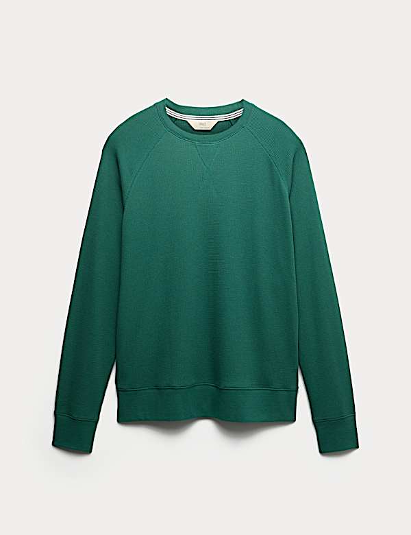 Pure Cotton Waffle Loungewear Sweatshirt - US